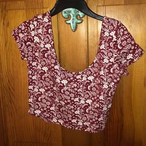 Maroon and floral crop top